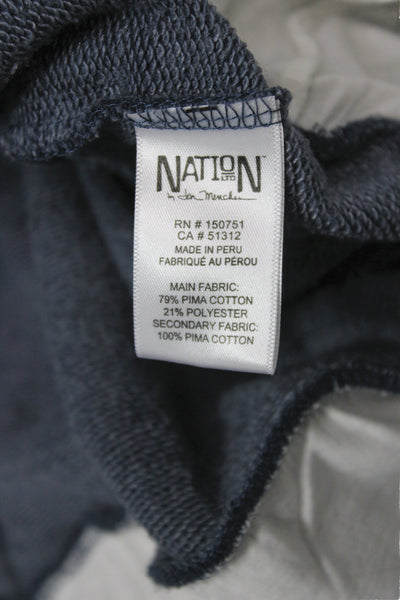 Nation Ltd by Jen Menchaca Women Pullover Sweatshirt Blue Pima Crewneck Size S