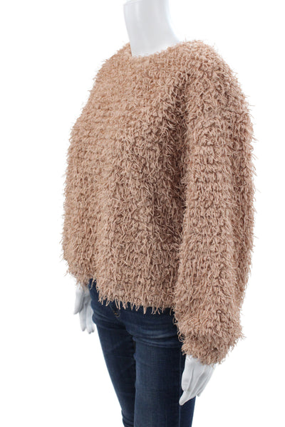 Zara Trafaluc Womens Pullover Sweater Beige Round Neck Long Sleeve Size S