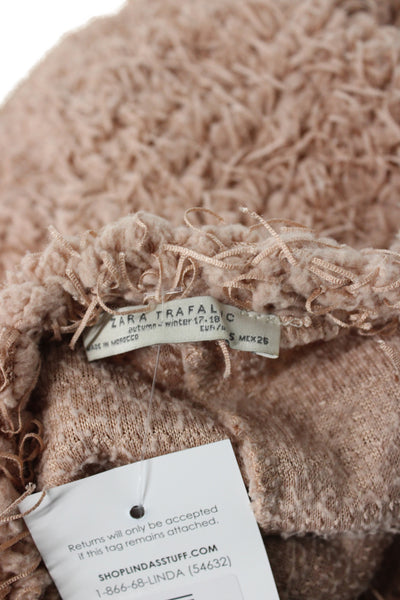 Zara Trafaluc Womens Pullover Sweater Beige Round Neck Long Sleeve Size S