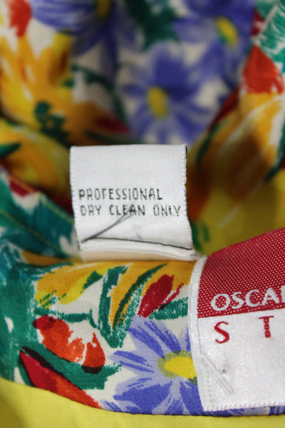 Oscar de la Renta Womens Floral Silk Tunic Blouse Scoop Neck Size 14