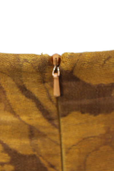 Albert Nipon Women Skirt Suit Brown Linen Floral Knee-Length Size 14