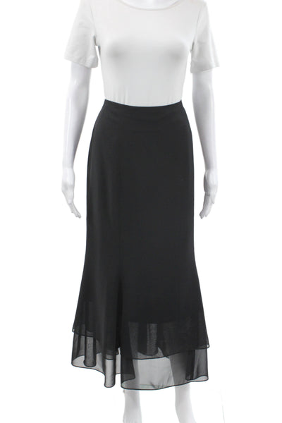 Adrianna Papell Women Black Trumpet Skirt Long Polyester Zip Size 16