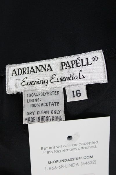 Adrianna Papell Women Black Trumpet Skirt Long Polyester Zip Size 16