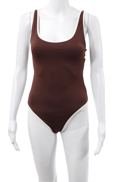 ONIA Womens One Piece Colorblock Brown Swimwear Size M