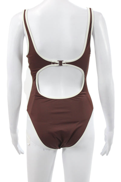 ONIA Womens One Piece Colorblock Brown Swimwear Size M