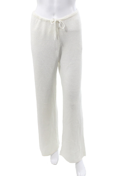 ONIA Womens Waffle Knit White Drawstring Beach Sweatpants Size S
