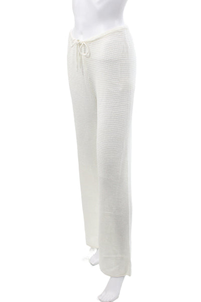 ONIA Womens Waffle Knit White Drawstring Beach Sweatpants Size S