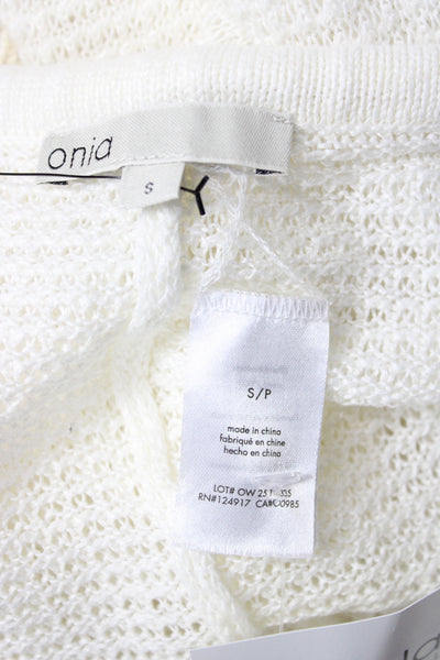ONIA Womens Waffle Knit White Drawstring Beach Sweatpants Size S