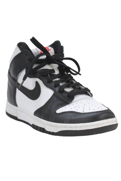 Nike Womens Dunk High Top Retro Sneakers Panda Black White Size 8