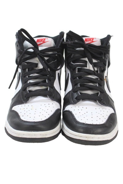 Nike Womens Dunk High Top Retro Sneakers Panda Black White Size 8