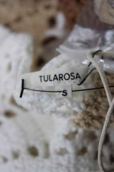 Tularosa Women V-Neck Colorblock Cotton Camisole Beige Sleeveless Size S
