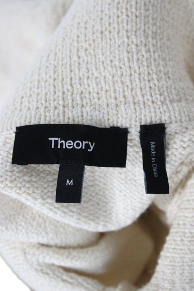 Theory Womens Collared Short Sleeve Pullover Ivory 80% Cotton Size M