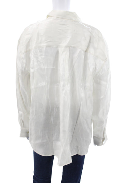 Pistola Womens Collared Basic Button-Up Long Sleeve Ivory Top Size L