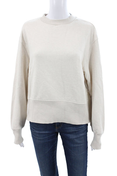 Varley Womens Pullover Sweatshirt Mock Neck Zip Beige Size S