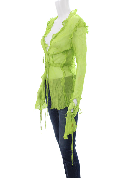 Rat & Boa Women Bohemian Tunic Blouse V-Neck Long Sleeve Green Size S