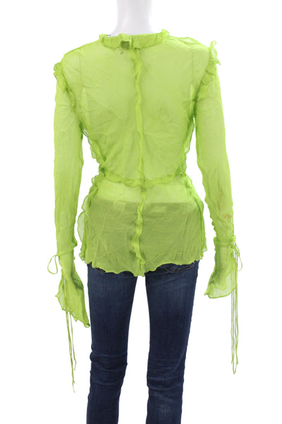 Rat & Boa Women Bohemian Tunic Blouse V-Neck Long Sleeve Green Size S