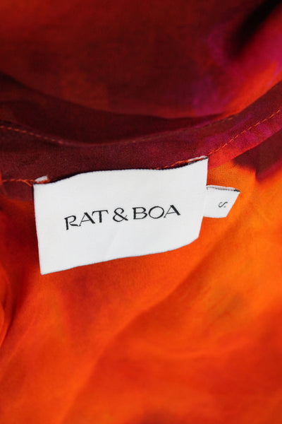 Rat & Boa Women Cropped Floral V-Neck Boho Viscose Blouse Long Sleeve Size S