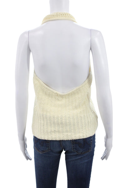 Tularosa Women Boho Basic Ivory Cotton Halter Sleeveless Tank Size S