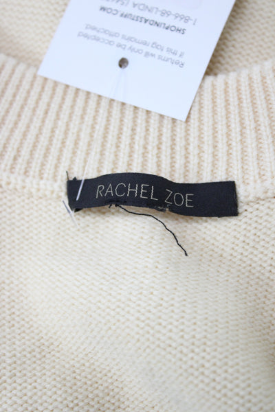 Rachel Zoe Women Beige Merino Wool Mock Neck Sleeveless Vest Size S