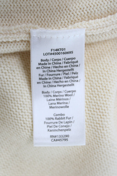 Rachel Zoe Women Beige Merino Wool Mock Neck Sleeveless Vest Size S