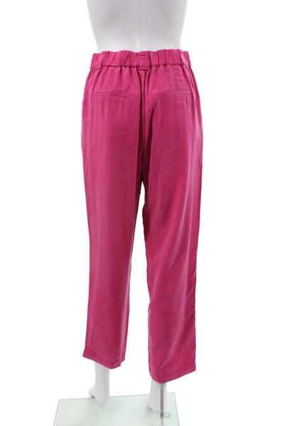 Yerse Women Ankle Pants Pink 100% Lyocell Solid Button Waist Size S