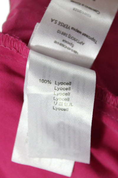 Yerse Women Ankle Pants Pink 100% Lyocell Solid Button Waist Size S