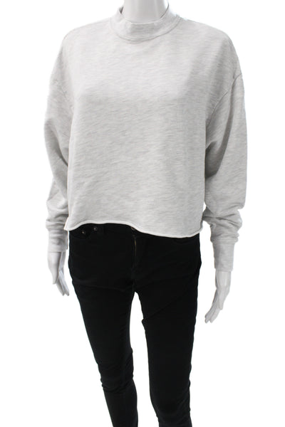 J Brand Women Cropped Gray Mockneck Cotton Sweatshirt Size XS