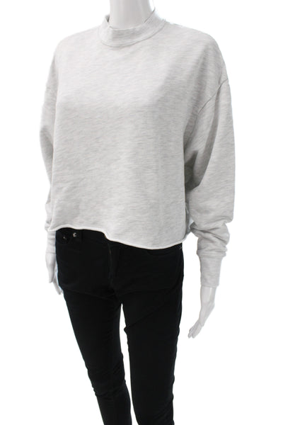 J Brand Women Cropped Gray Mockneck Cotton Sweatshirt Size XS