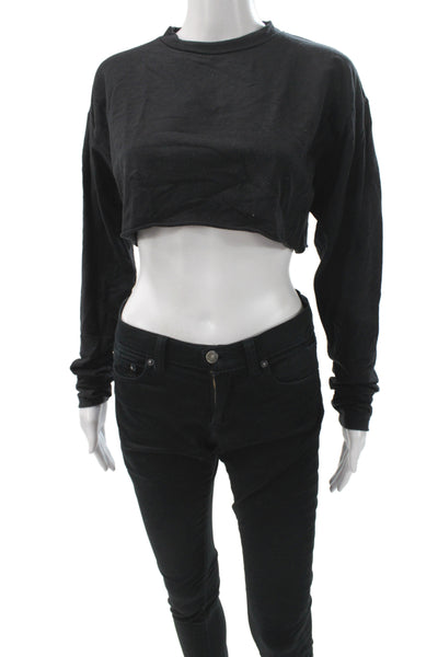 All Access Women Cropped Black Long Sleeve T-Shirt Size XS