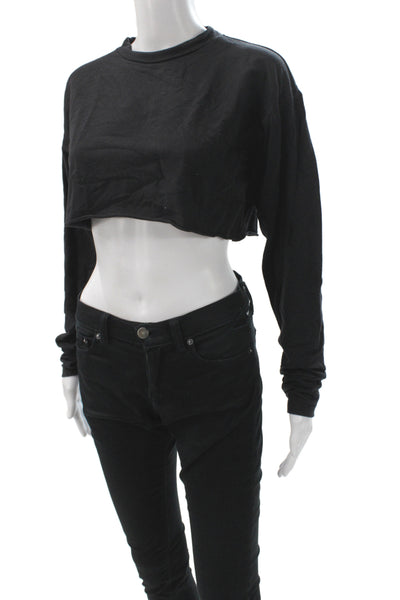 All Access Women Cropped Black Long Sleeve T-Shirt Size XS