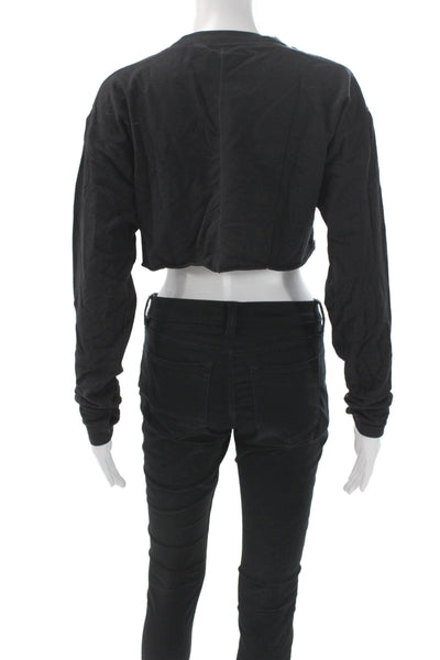 All Access Women Cropped Black Long Sleeve T-Shirt Size XS
