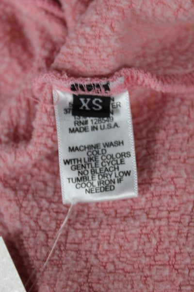 Aviator Nation Womens Pullover Hoodie Pink Striped V-Neck Drawstring Size XS