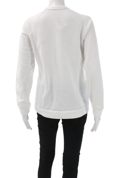 Rodarte Women Pullover Sweatshirt White Cotton Heart Crew Neck Size S