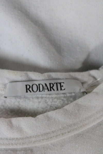 Rodarte Women Pullover Sweatshirt White Cotton Heart Crew Neck Size S