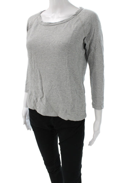 Standard James Perse Womens Basic Scoop Neck Gray 3/4 Sleeve T-Shirt Size 1