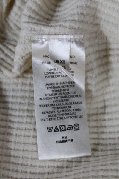 We The Free Women Waffle Knit V-Neck Pullover Ivory Long-Sleeve Size XS