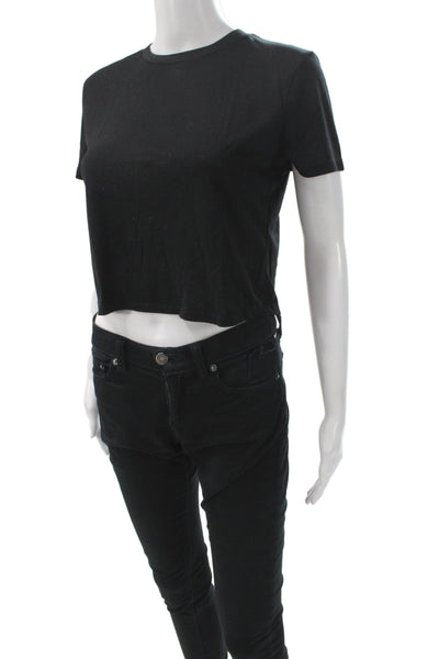 Bella + Canvas Women Basic Black Crew Neck Short Sleeve T-Shirt Size S