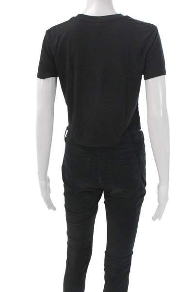 Bella + Canvas Women Basic Black Crew Neck Short Sleeve T-Shirt Size S