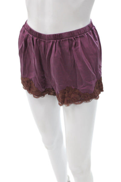 Gold Hawk Womens Silk Babydoll Sleep Shorts Purple Size S