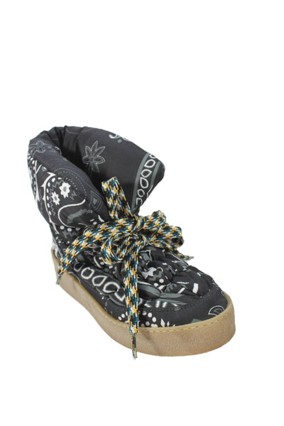 Khrisjoy Womens Platform Printed Logo Boots Black Gray White Size 6