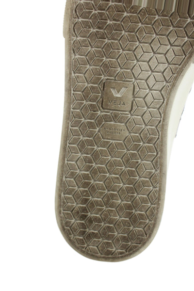 Veja Womens Lace Up Logo Leather Low Top Sneakers White Black Size 6