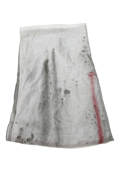 Michael Stars Womens Abstract Printed Lightweight Silk Scarf Gray Red 72"x44"
