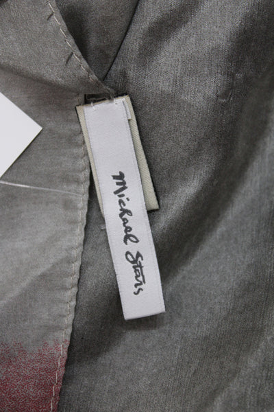 Michael Stars Womens Abstract Printed Lightweight Silk Scarf Gray Red 72"x44"