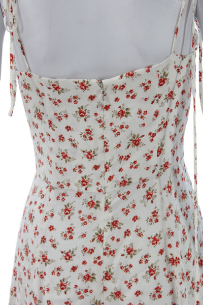 Reformation Womens White Floral Mini Dress Square Neck Zip Size 4