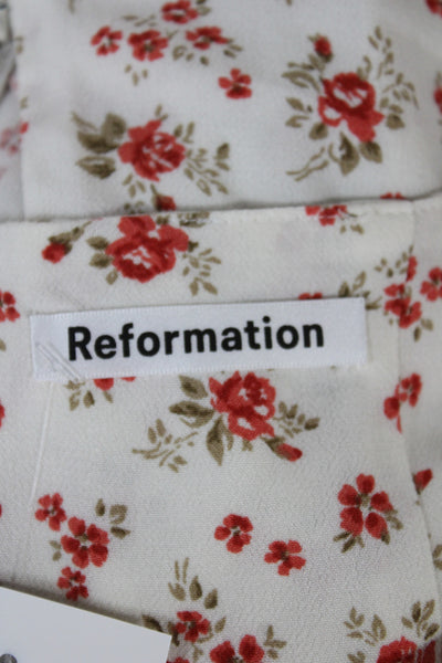 Reformation Womens White Floral Mini Dress Square Neck Zip Size 4