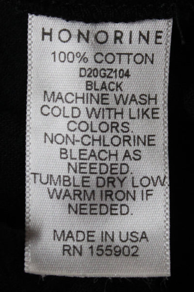 Honorine Women Mini Dress Black Scoop Neck Sleeveless Cotton Boho Size S