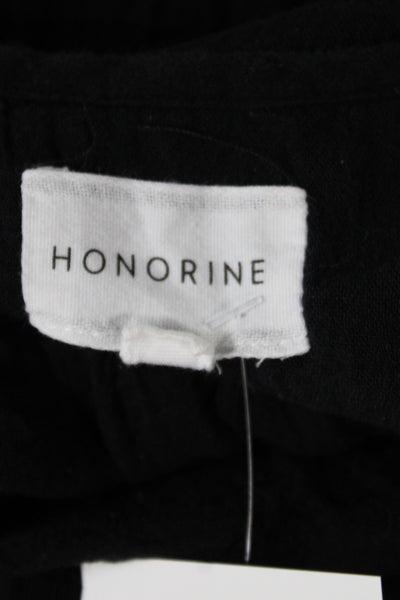 Honorine Women Mini Dress Black Scoop Neck Sleeveless Cotton Boho Size S