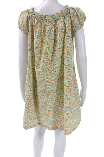 Piyama Womens Green Floral Cotton Mini Dress Short Sleeve Size S