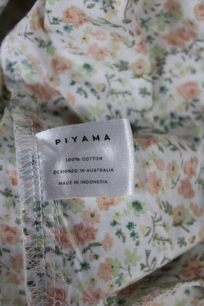 Piyama Womens Green Floral Cotton Mini Dress Short Sleeve Size S
