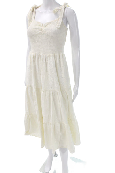 Madewell Women Sundress Ivory Cotton Sweetheart Sleeveless Boho Knee Size XS
